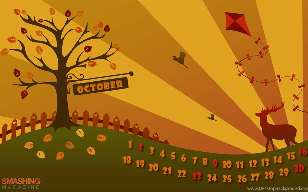 Pretty Autumn October 2011 Desktop Calendar Wallpapers ...