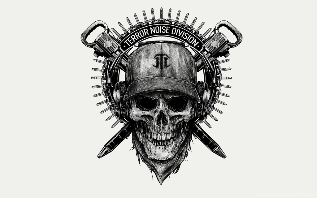 Terror Noise Division Skull Drawing Print Headphones Dark Horror ...