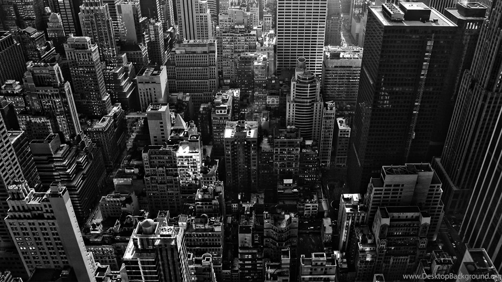 New York City USA Black White Buildings Top View Desktop Wallpapers