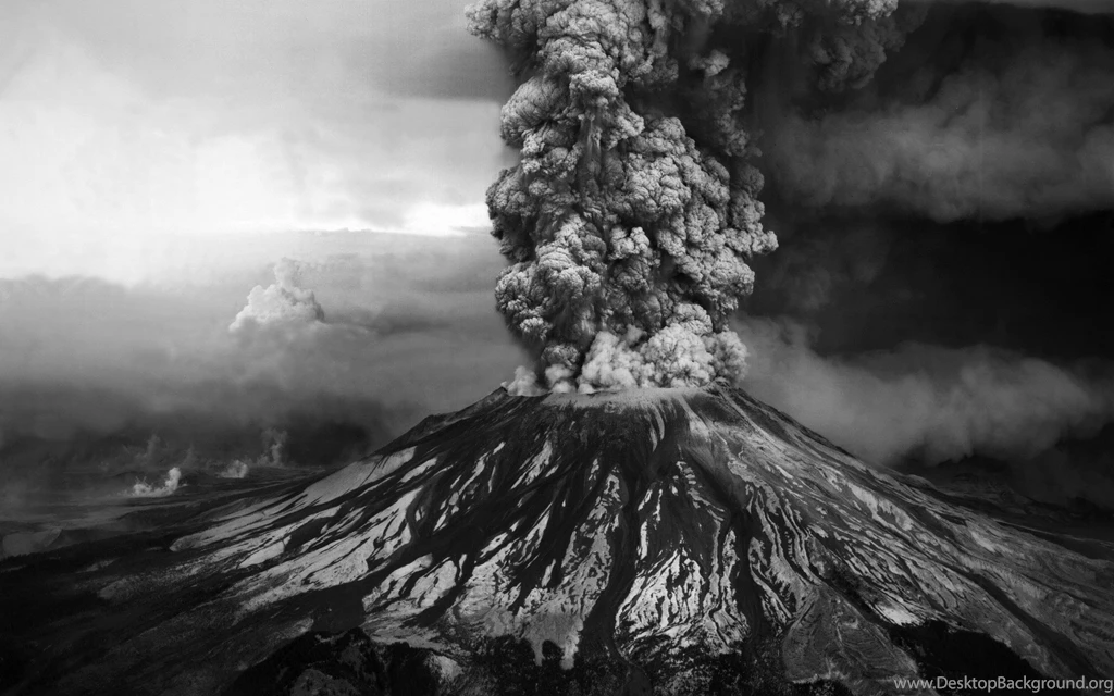 Download Desktop Wallpapers Volcano, Black And White Photo
