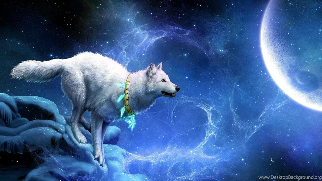 Download Wallpapers 1366x768 Wolf, Arrivals, Moon, Breakage Laptop ...