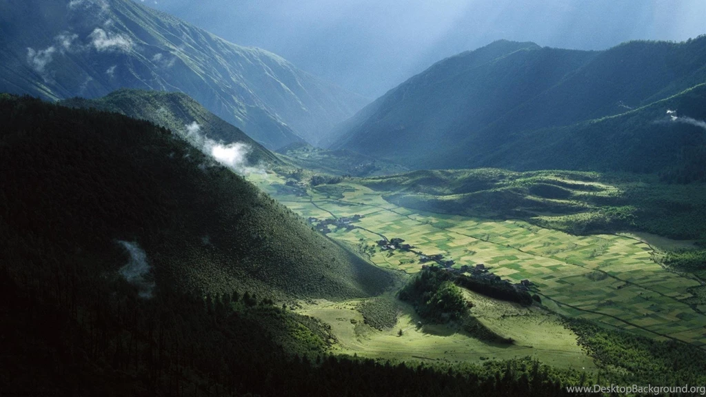 Agricultural Fields And Village Tibet HD Wallpapers Creative Pics
