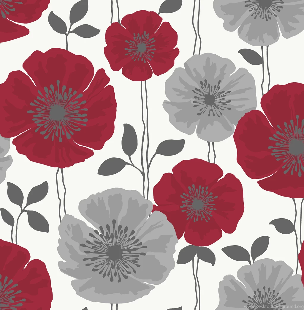 Fine Decor Poppie Wallpapers   FD14866  Red/Silver   Cut Price ...