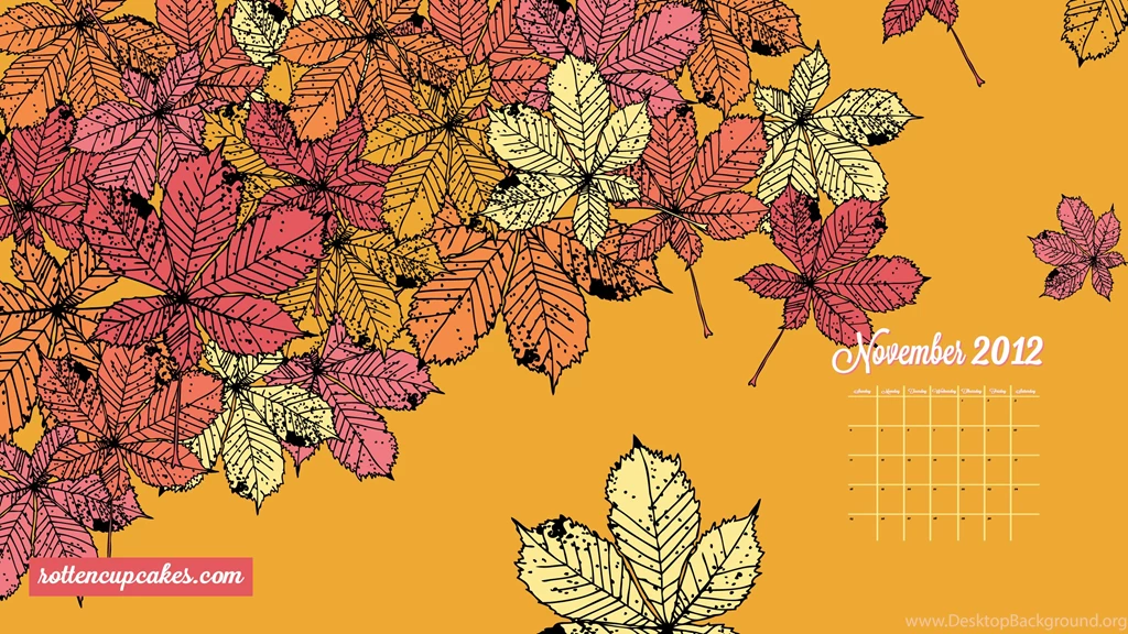 November 2012 Calendar, Desktop & iPhone Wallpapers Rottencupcakes