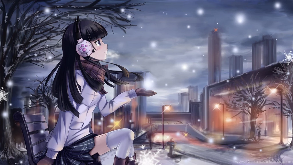 Download Wallpapers 1920x1080 Girl, Winter, Snowflake, Shop, City ...