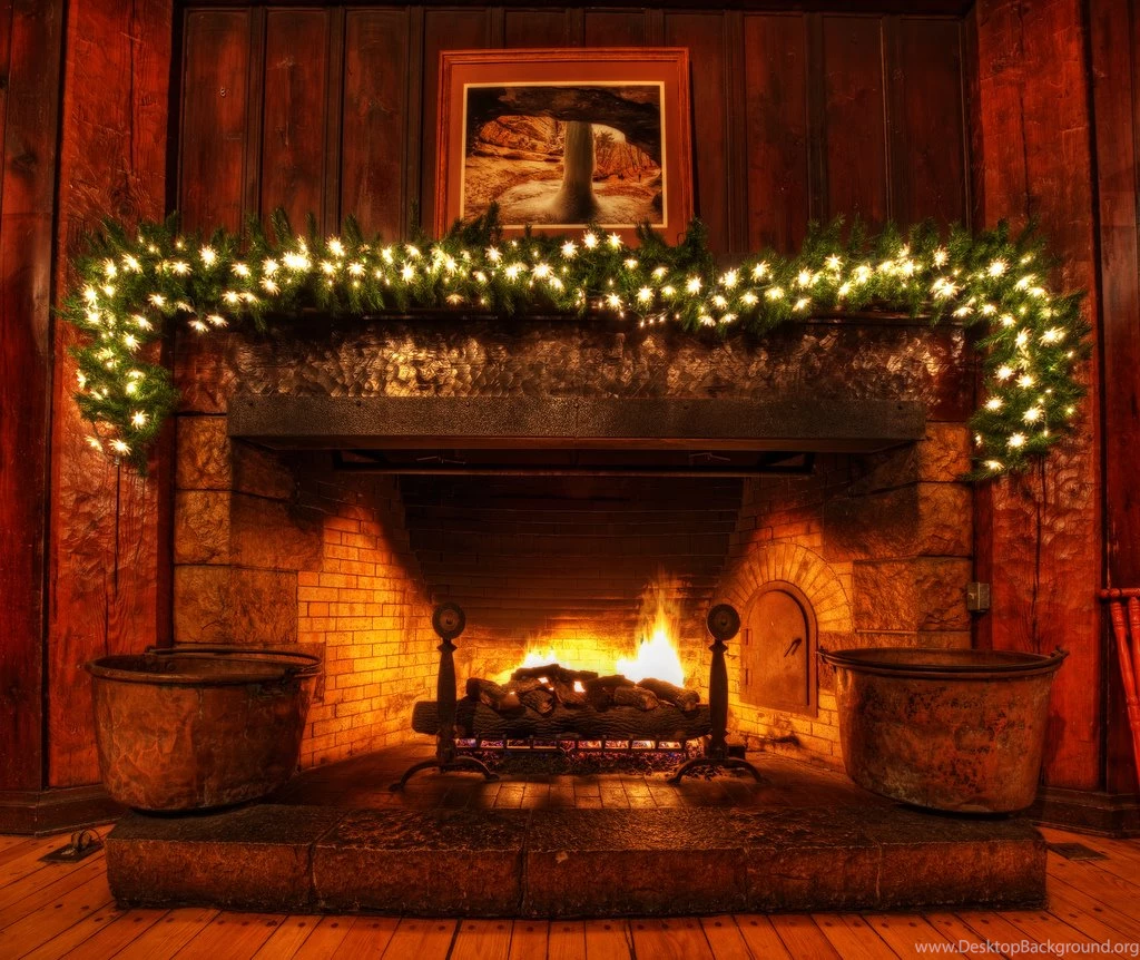 Christmas Fireplace Scene Wallpapers