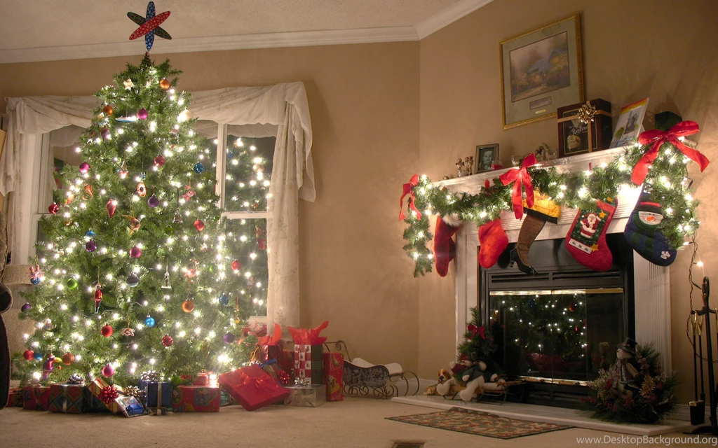 Wallpapers New Year, Christmas Tree, Christmas, Fireplace ...
