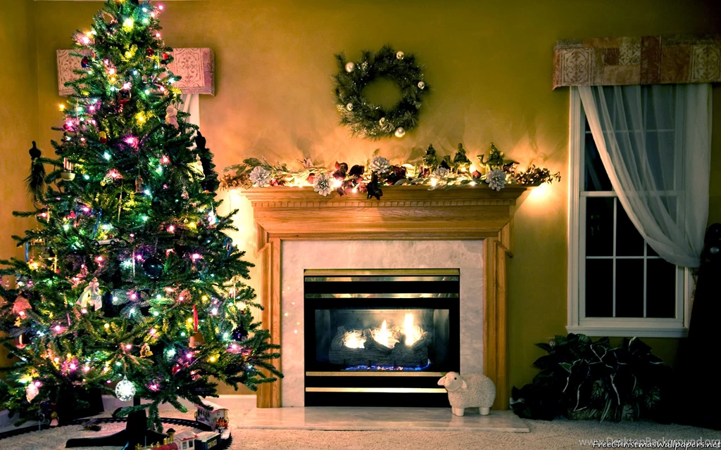 Christmas Fireplace Scene Wallpapers