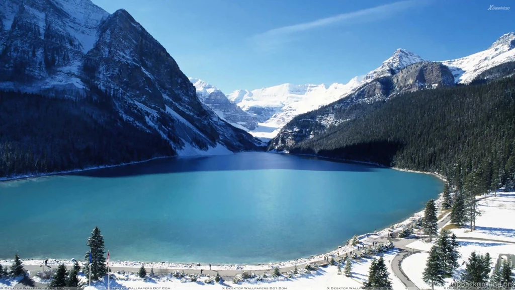 Lake Louise Far View Scene Wallpapers