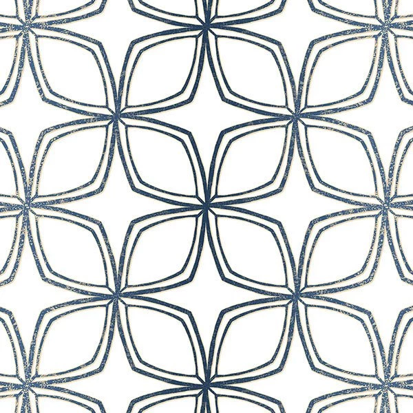 Modern Star Geometric Wallpaper, Navy Blue & White With Gold ...