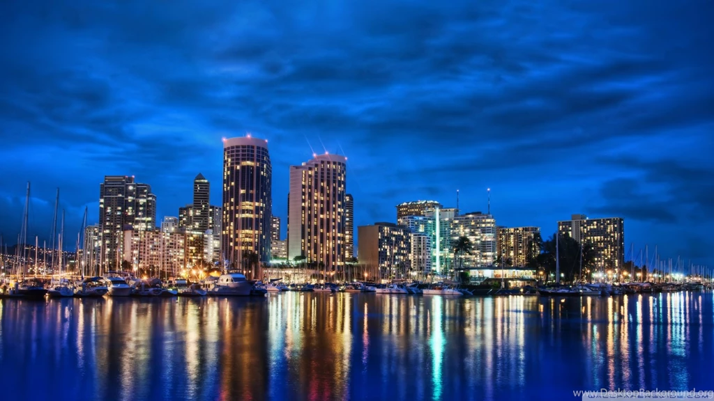 Download Waikiki Skyline At Night Wallpapers 1920x1080