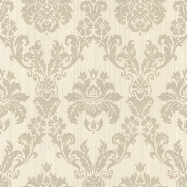 Brown Grey Grand Damask Wallpapers Interior Home Decor