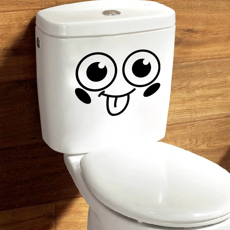 Cute Smiling Face Creative Toilet Sticker Bathroom Wallpapers Funny ...