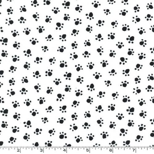Fat Quarter Black Paw Prints On White Backgrounds By ShuShuStyle