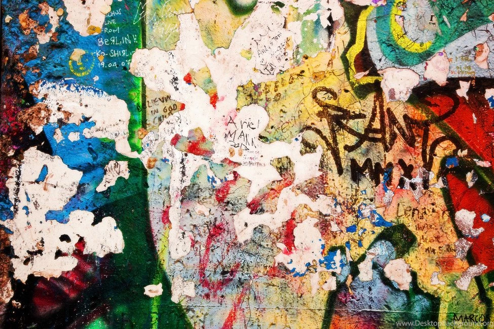 Part Of Berlin Wall With Grunge Graffiti Potsdamer Platz Wall ...
