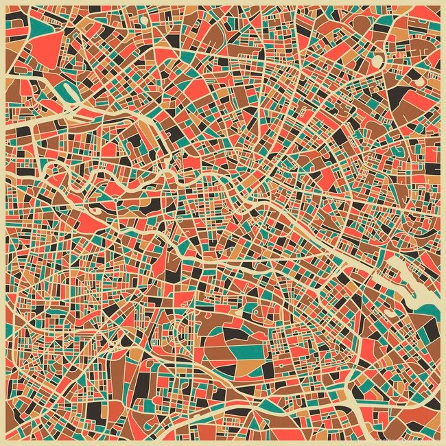 Multicolor Map Berlin Wall Mural & Photo Wallpapers Photowall