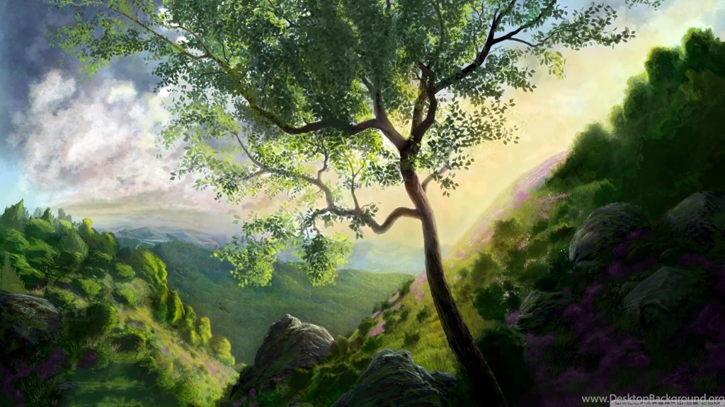 Mountain Scenery Painting HD Desktop Wallpapers : High Definition ...