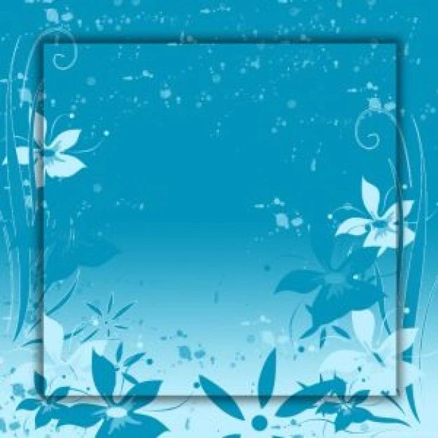 Blue Flowers Splatter And Swirls Backgrounds Set Photo