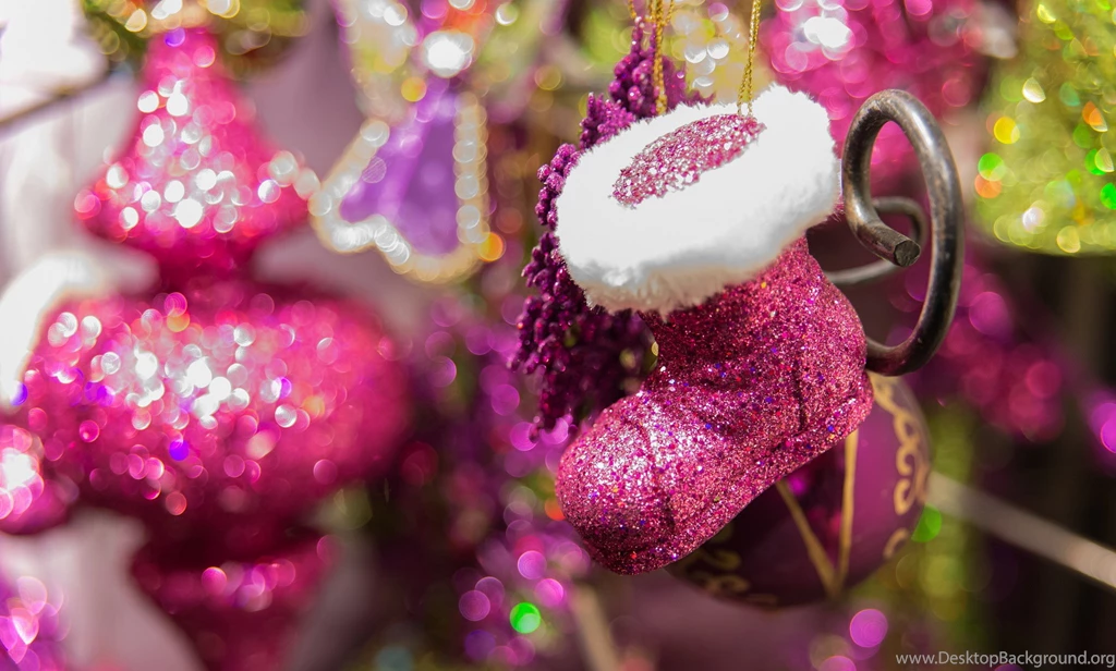 Red Glitter Ornament And Golden Glitter Leaf Decoration