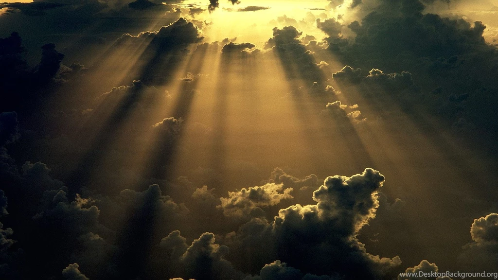 Sun, Through, Clouds, Shining, Wallpapers, Nature, Art (