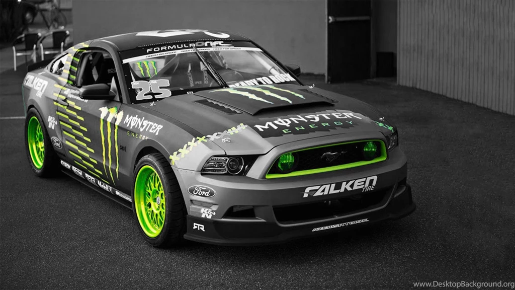 Green, Cars, Ford Mustang, Selective Coloring, Monster Energy ...