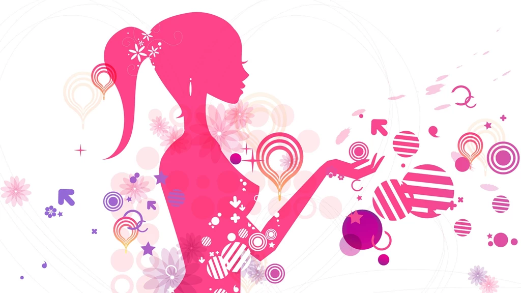 Download Wallpapers 3840x2160 Girl, Silhouette, Pink, Circles ...