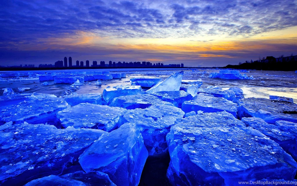 Blue Ice At Dawn Winter Wallpapers