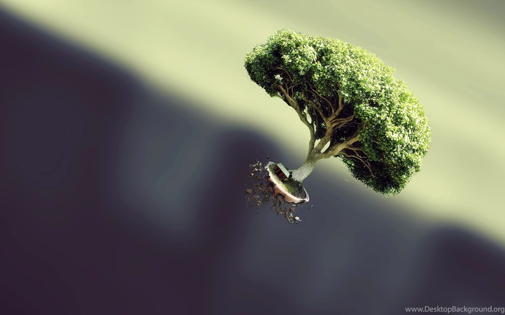 Download Wallpapers 3840x2400 Tree, Flying, Form, Plant, Fantasy ...