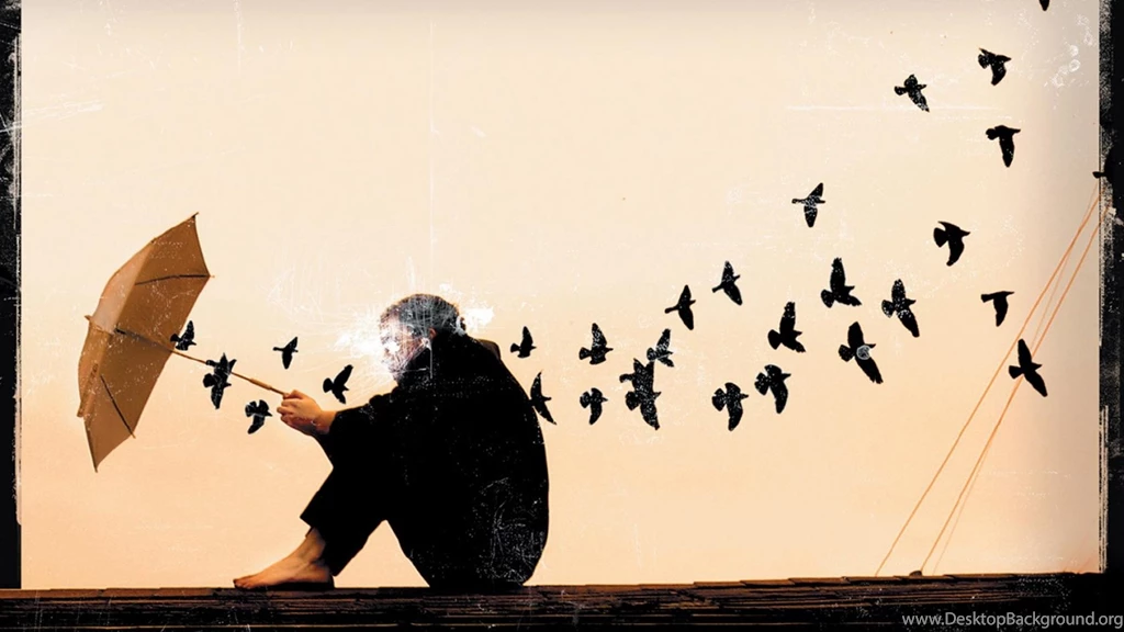 Loneliness Mood Umbrella People Birds Sad Backgrounds Wallpapers By ...
