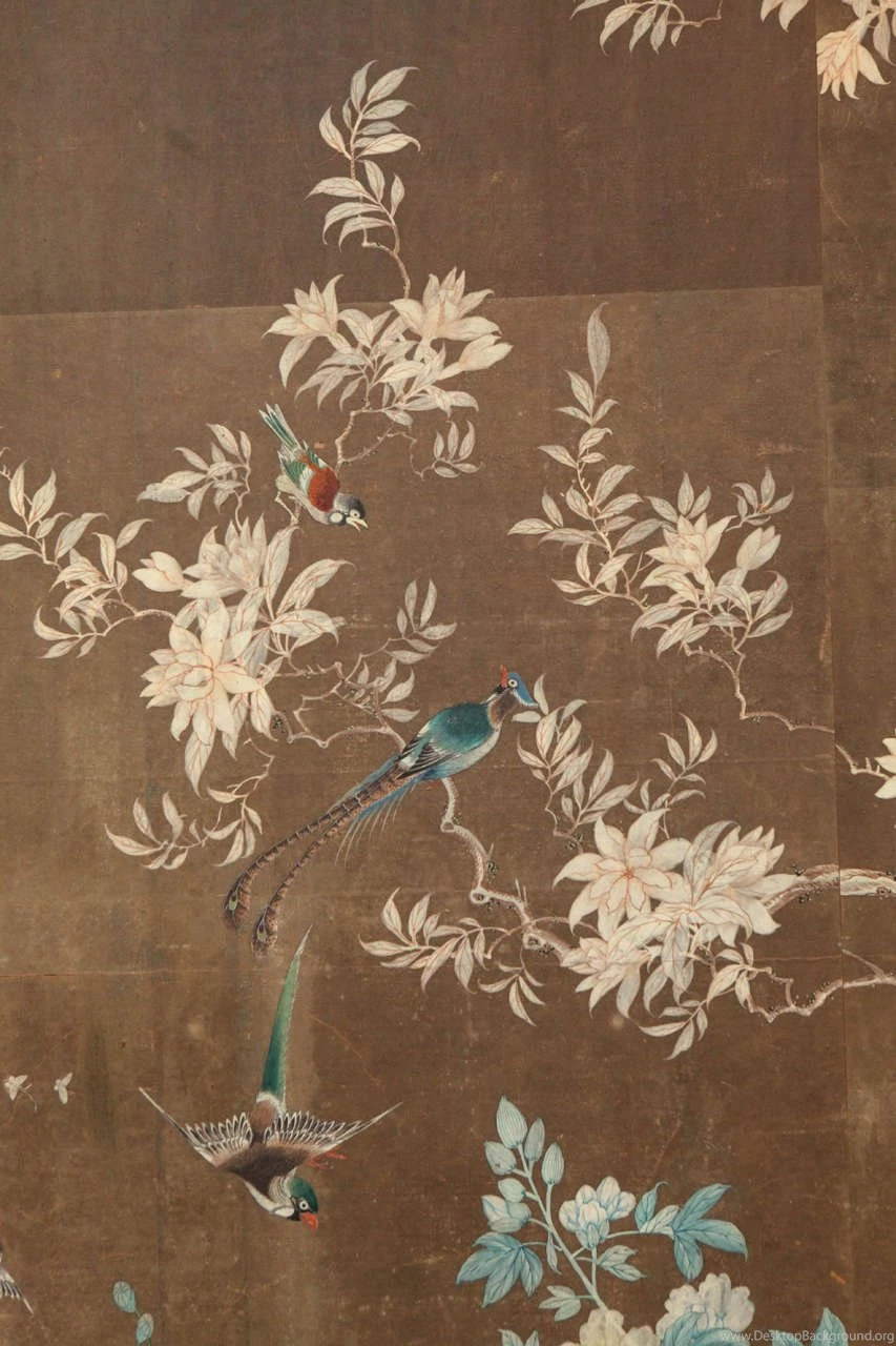 Early 19th Century Chinese Hand Painted Wallpapers Panels At 1stdibs