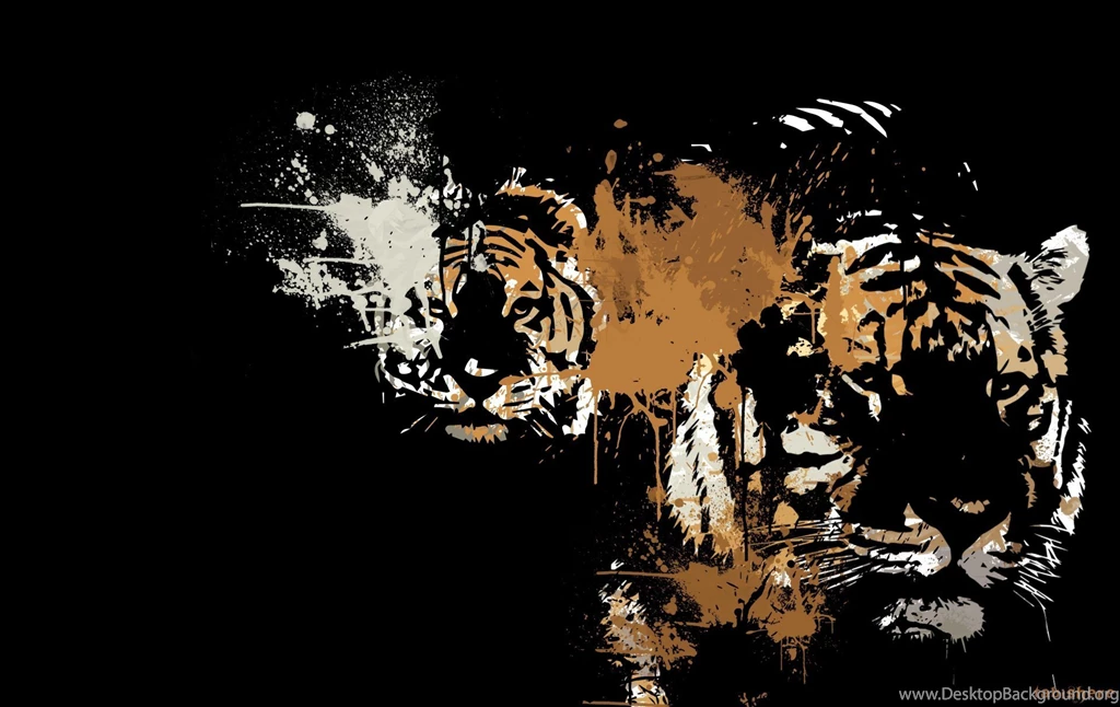 Animals Predators Tigers Color Art Black Backgrounds HD Wallpapers