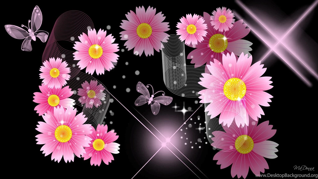 Black And Pink Flower Wallpapers » WallDevil   Best Free HD Desktop ...