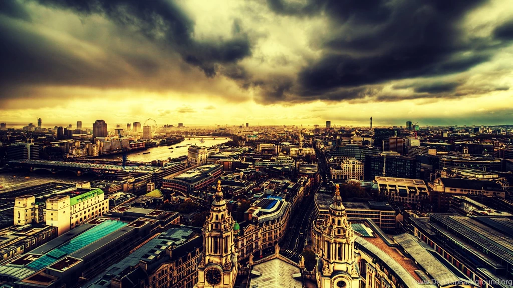 Download Wallpapers 2560x1440 London, Clouds, Buildings, Roof, Top ...