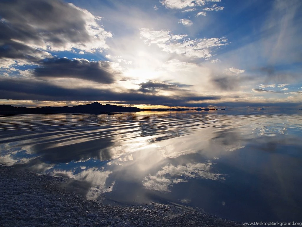 Sunset Reflection Salar De Uyuni Bolivia