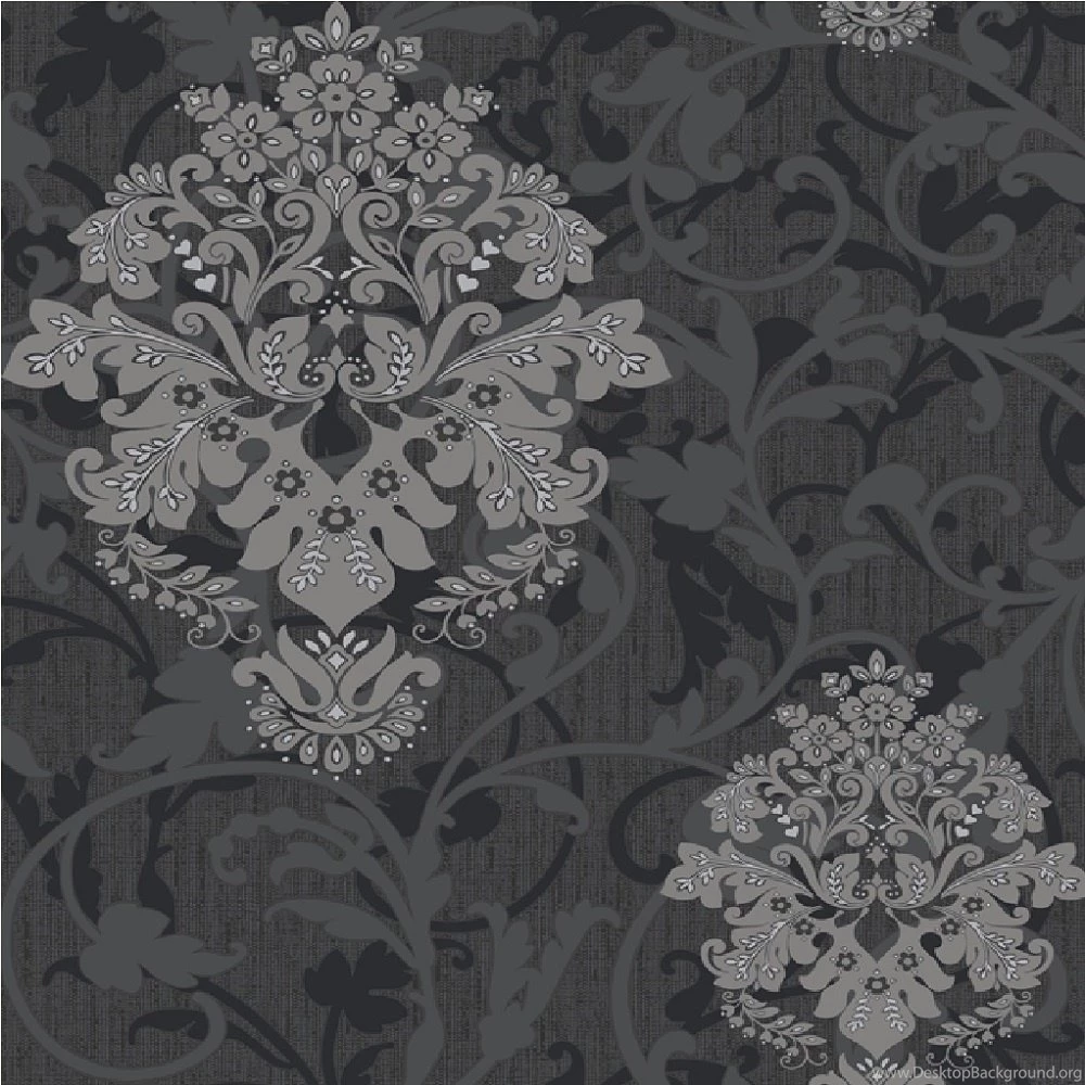 CWV Crown Arabesque Damask Textured Embossed Wallpapers Black M0552