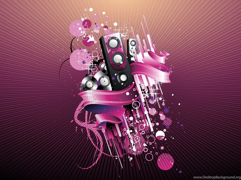 Wallpapers Speakers Art Burst Circles Disks Pink Ribbon Sparkles ...