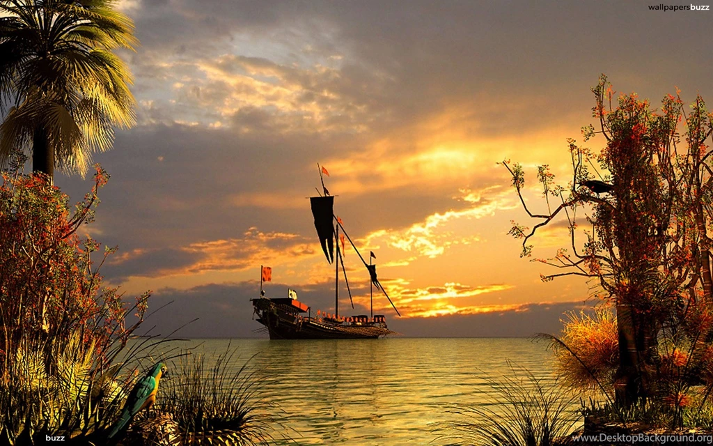 A Pirate Boat In The Lagoon HD Wallpapers