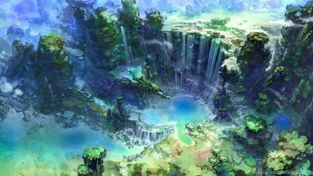Trees Fantasy Art Artwork Lakes Waterfalls Lagoon Wallpapers