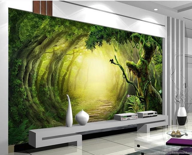 Non Woven Wallpapers 3d Fantasy Forest Trail Mural Wallpapers Papel ...