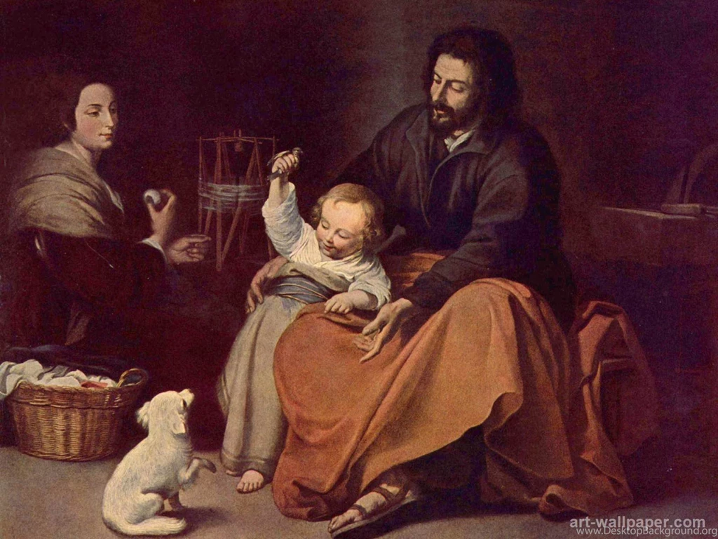 Holy Family With The Birdies , Murillo Bartolomé Wallpapers