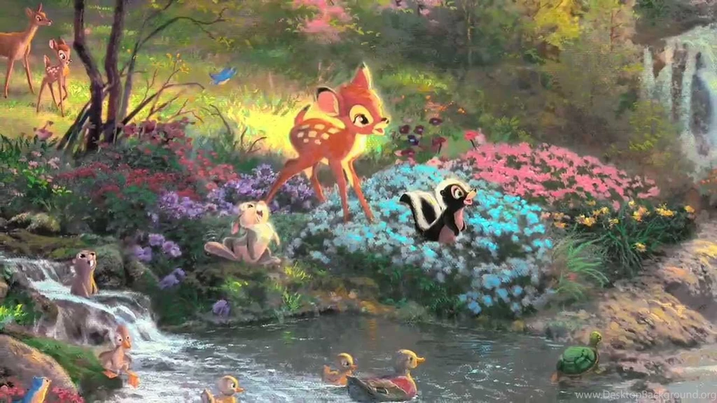 Download Wallpapers Thomas Kinkade, Painting, Bambi, Classical Free ...
