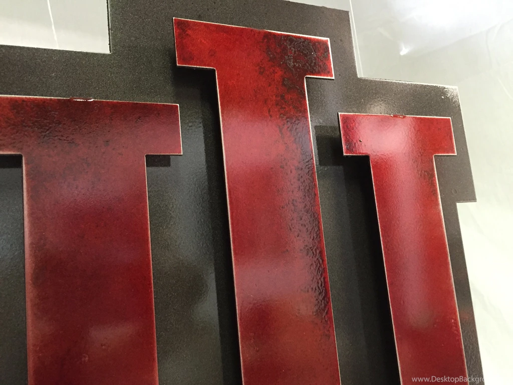 Indiana University Logo Vintage Red On Vintage Black Hex Head Art