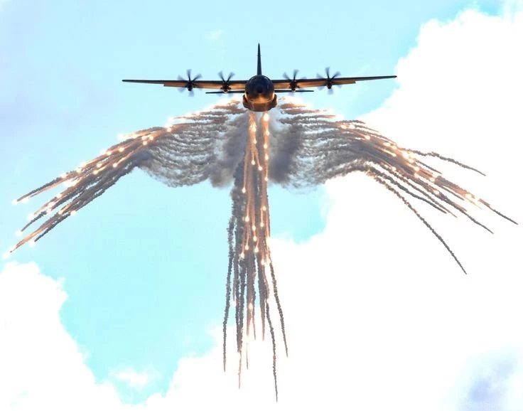 Lockheed AC 130 Leaving Behind Flare “Angels Of Death”.