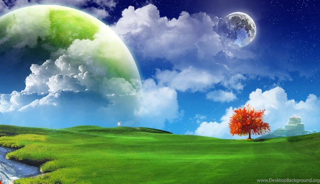 Wallpapers Fantasy World Earth Moon Space X Hd 1366x786