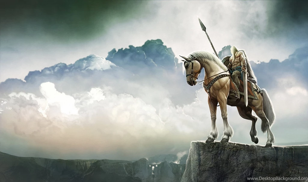 Warrior Horses Spear Clouds Fantasy Wallpapers