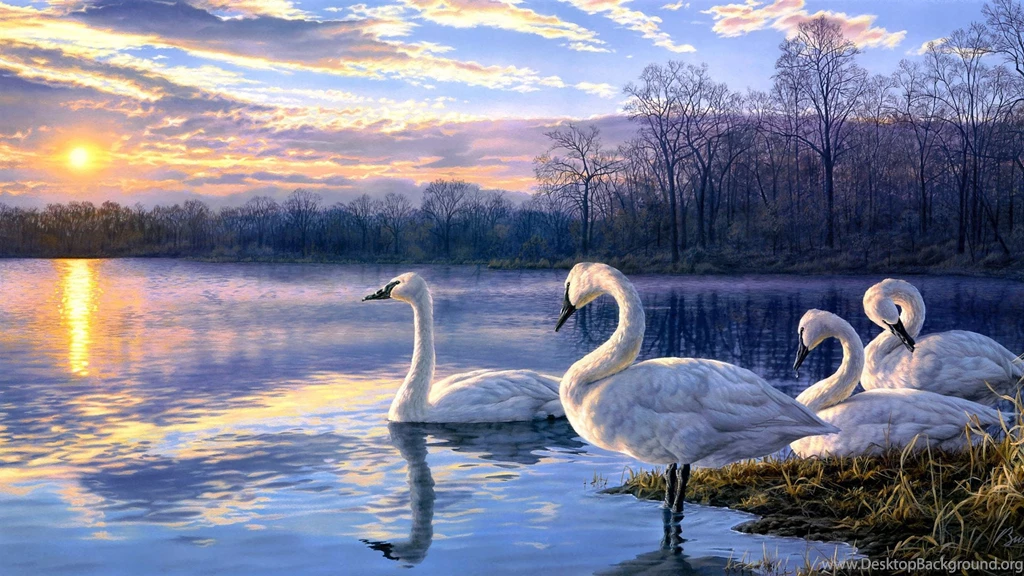 Wallpapers Watercolor Landscape Art Beautiful Lake Mountain ...