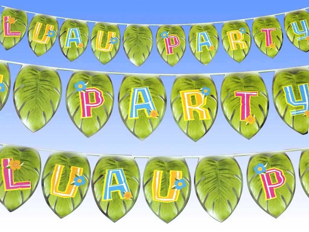 25ft Giant Tropical LUAU PARTY Leaf Banner Bunting