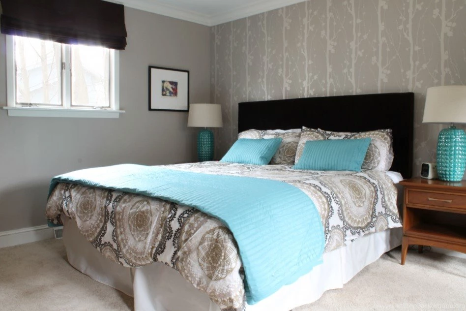 Bedroom: Interesting Grey Wallpapers Decals And Black Fabric ...