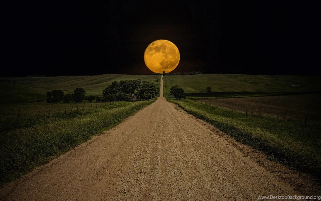 Full Moon At The End Of The Road High Resolution Wallpapers For ...