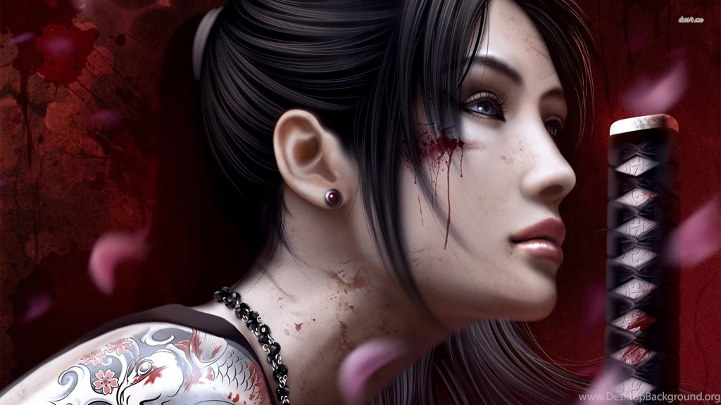 Wallpapers Geisha Girl With Dragon Tattoo 1920x1080